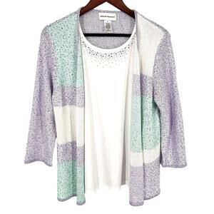 Alfred Dunner Sz Medium 1 Piece Knit Purple Blouse Shirt Top Mature Formal Cute